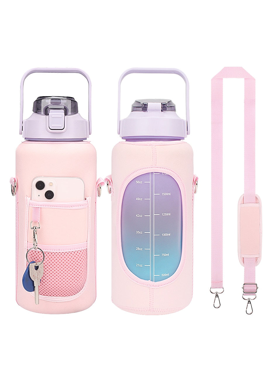 WESSLECO Large Capacity 2L Water Bottle With Sleeve Thermos Pouch For Outdoor Sports Fitness Insulation Bottle Bag