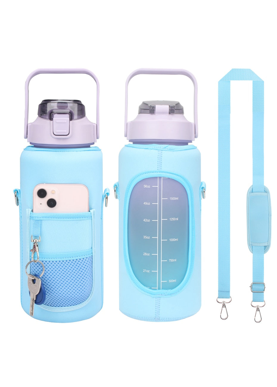 WESSLECO Large Capacity 2L Water Bottle With Sleeve Thermos Pouch For Outdoor Sports Fitness Insulation Bottle Bag