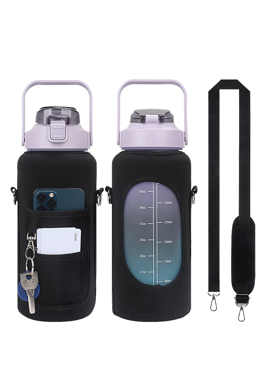 WESSLECO Large Capacity 2L Water Bottle With Sleeve Thermos Pouch For Outdoor Sports Fitness Insulation Bottle Bag