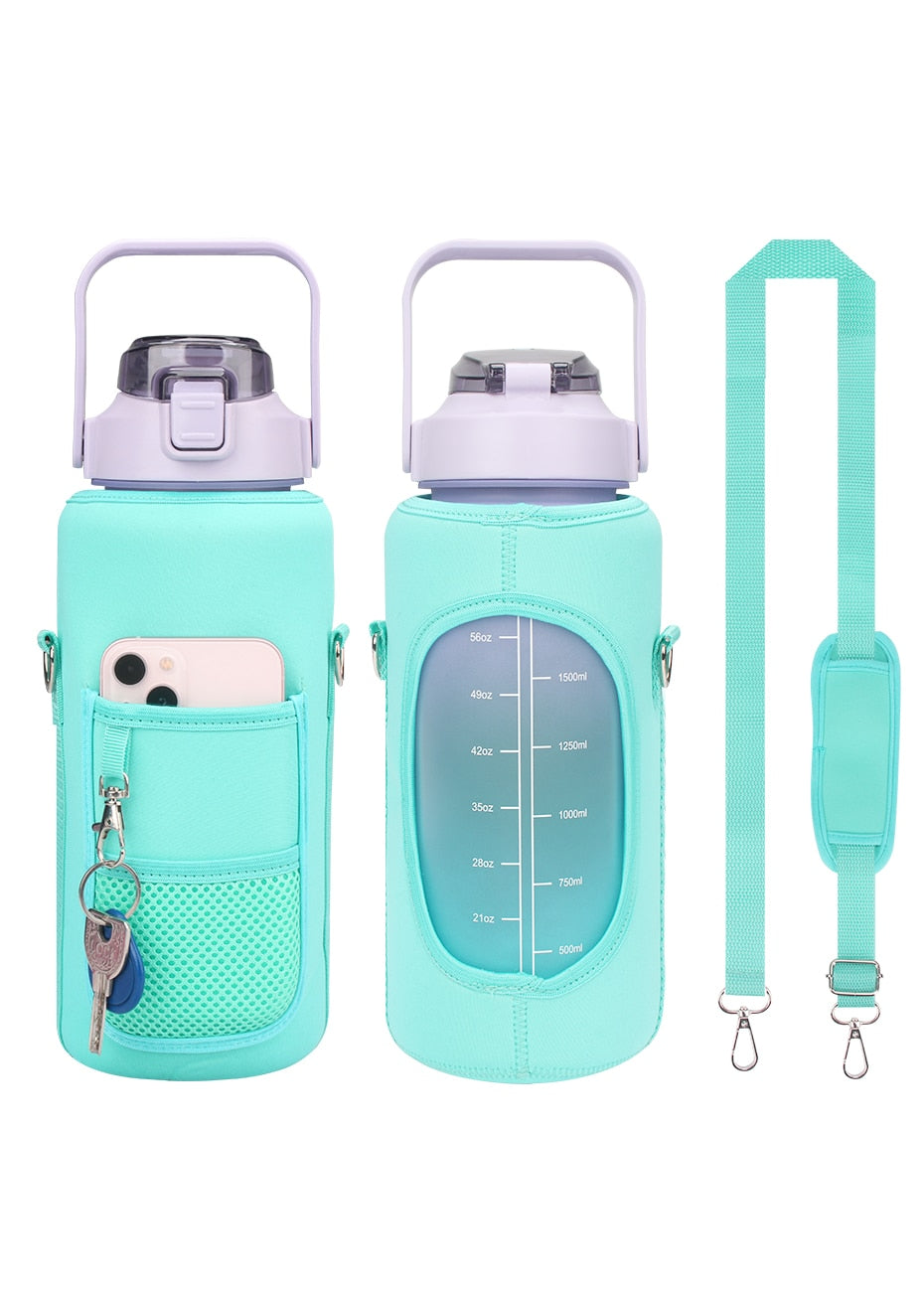 WESSLECO Large Capacity 2L Water Bottle With Sleeve Thermos Pouch For Outdoor Sports Fitness Insulation Bottle Bag
