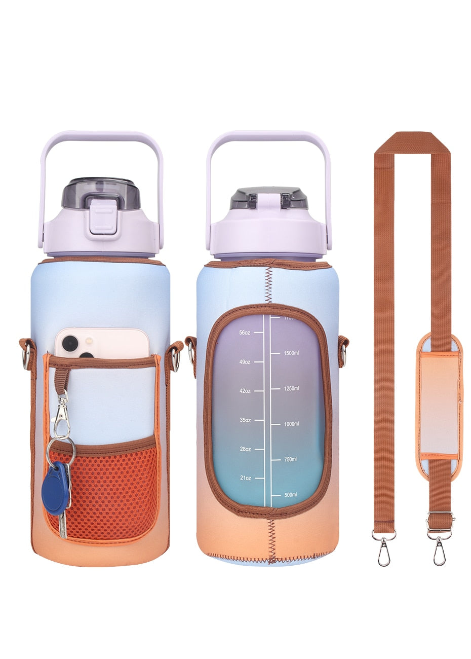 WESSLECO Large Capacity 2L Water Bottle With Sleeve Thermos Pouch For Outdoor Sports Fitness Insulation Bottle Bag