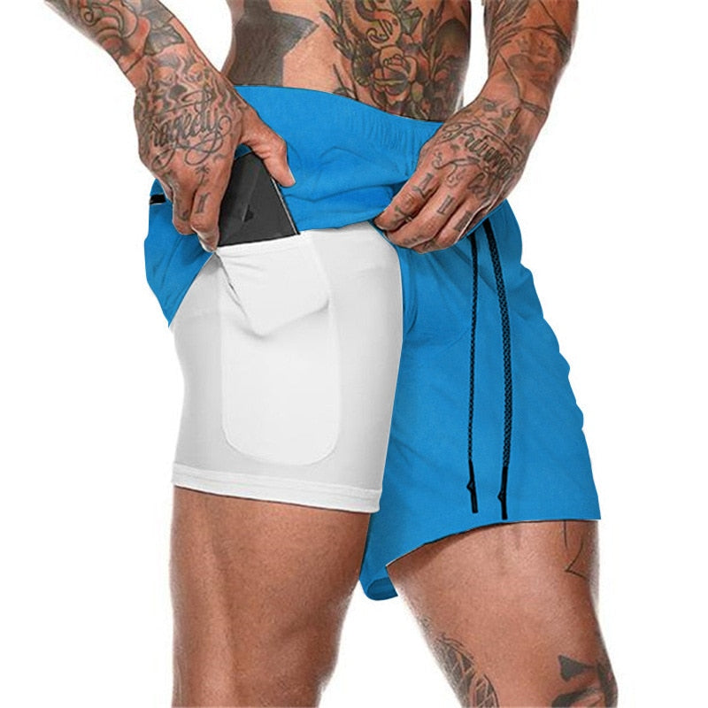 Mens Running Shorts 2 iN 1 Sport Shorts Men 2022 Summer Fitness GYM Shorts Jogging Workout Short Pnats Bodybuilind Clothing