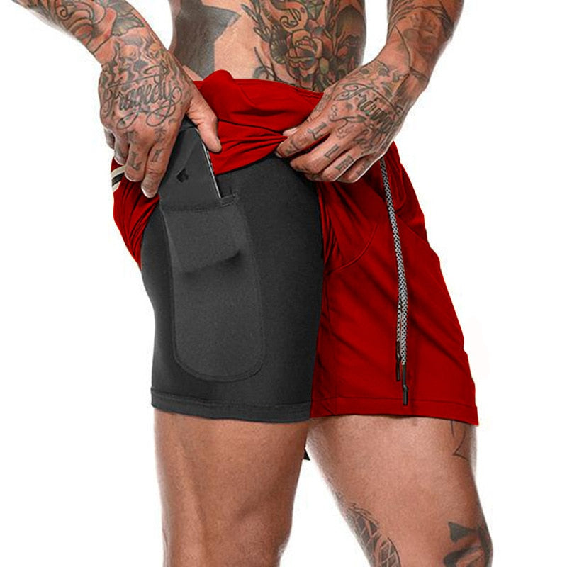 Mens Running Shorts 2 iN 1 Sport Shorts Men 2022 Summer Fitness GYM Shorts Jogging Workout Short Pnats Bodybuilind Clothing
