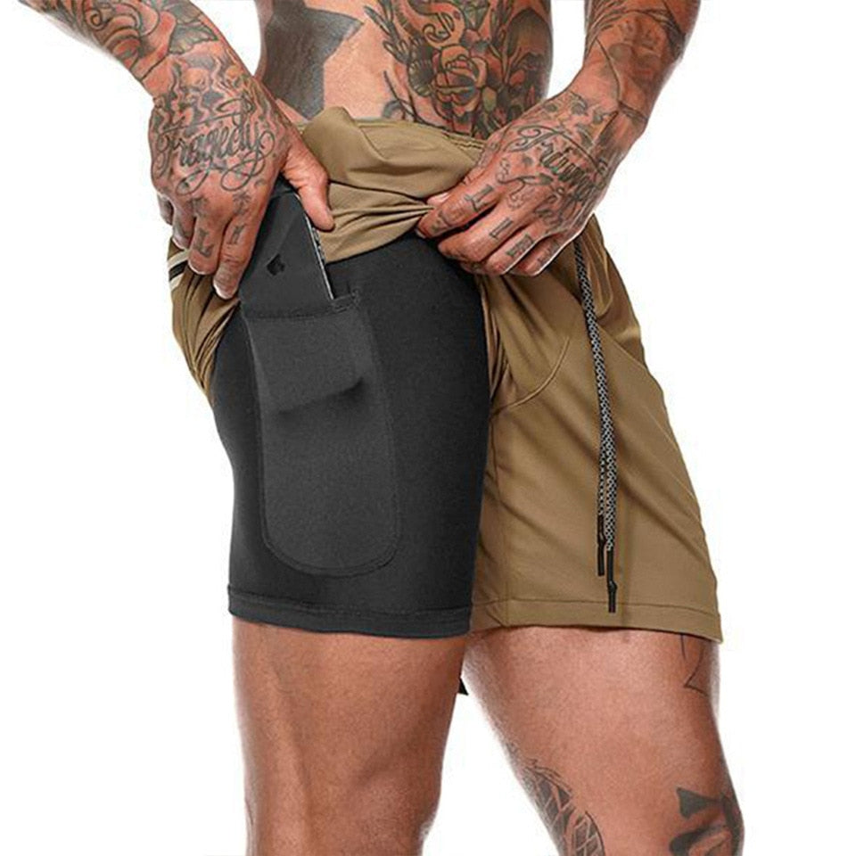Mens Running Shorts 2 iN 1 Sport Shorts Men 2022 Summer Fitness GYM Shorts Jogging Workout Short Pnats Bodybuilind Clothing