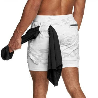 2021 Camo Running Shorts Men 2 In 1 Double-deck Quick Dry GYM Sport Shorts Fitness Jogging Workout Shorts Men Sports Short Pants