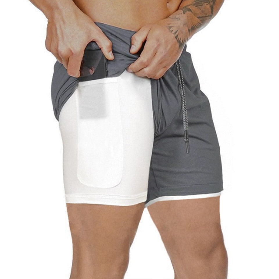 Mens Running Shorts 2 iN 1 Sport Shorts Men 2022 Summer Fitness GYM Shorts Jogging Workout Short Pnats Bodybuilind Clothing