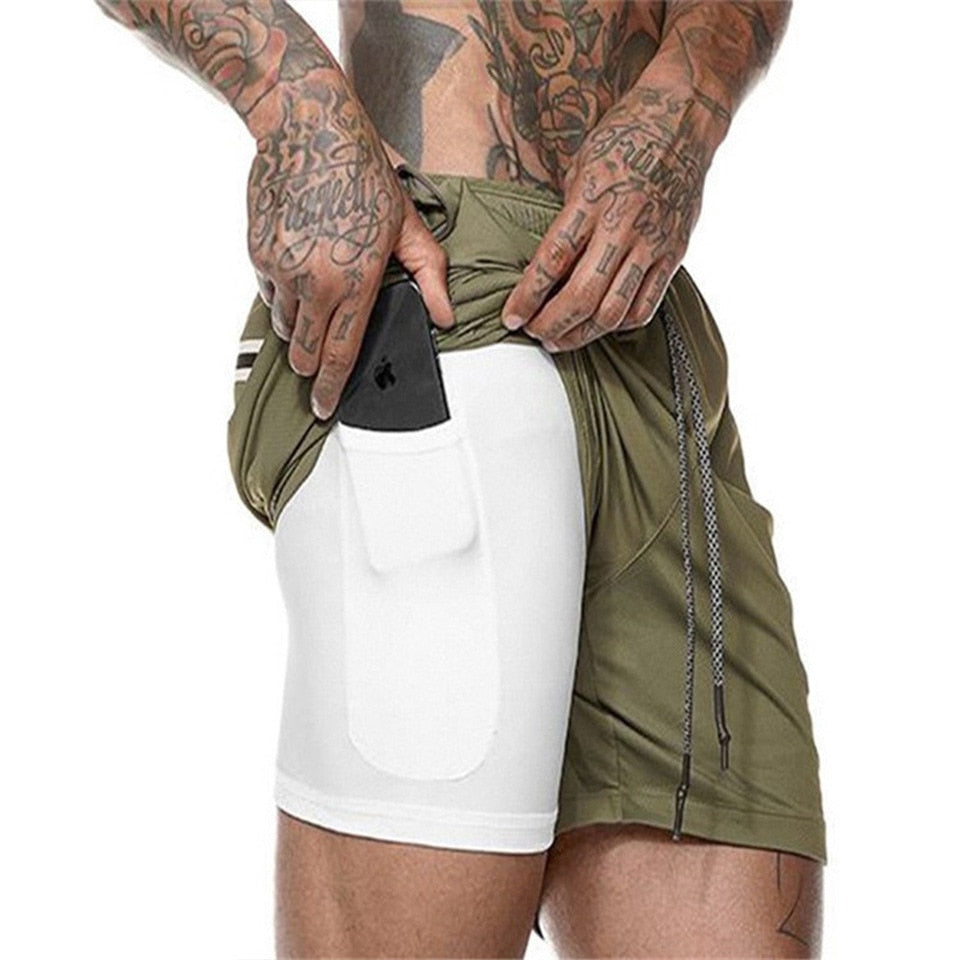 Mens Running Shorts 2 iN 1 Sport Shorts Men 2022 Summer Fitness GYM Shorts Jogging Workout Short Pnats Bodybuilind Clothing
