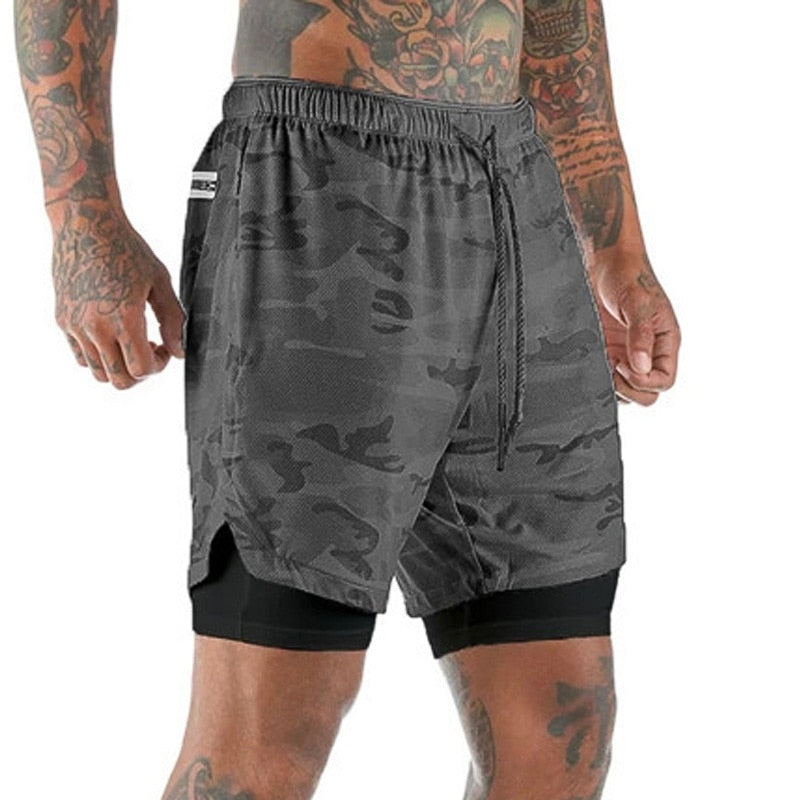 Mens Running Shorts 2 iN 1 Sport Shorts Men 2022 Summer Fitness GYM Shorts Jogging Workout Short Pnats Bodybuilind Clothing