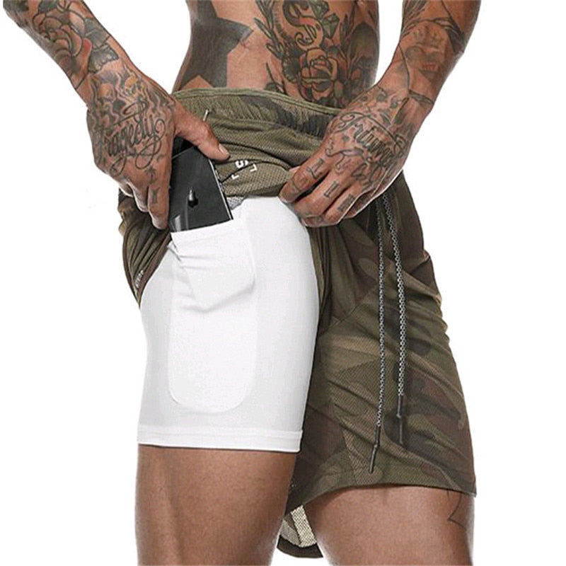 Mens Running Shorts 2 iN 1 Sport Shorts Men 2022 Summer Fitness GYM Shorts Jogging Workout Short Pnats Bodybuilind Clothing