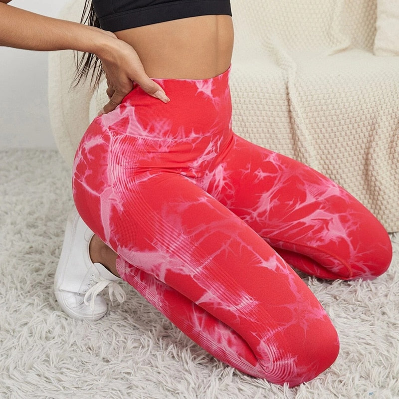 Tie-Dye Camouflage Yoga Pants Sports Leggings Women Exercise Gym Running Fitness Seamless Leggings Breathable High Waist Tights