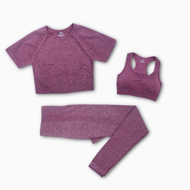 2/3/5PCS Seamless Women Yoga Set Workout Sportswear Gym Clothing Fitness Long Sleeve Crop Top High Waist Leggings Sports Suits