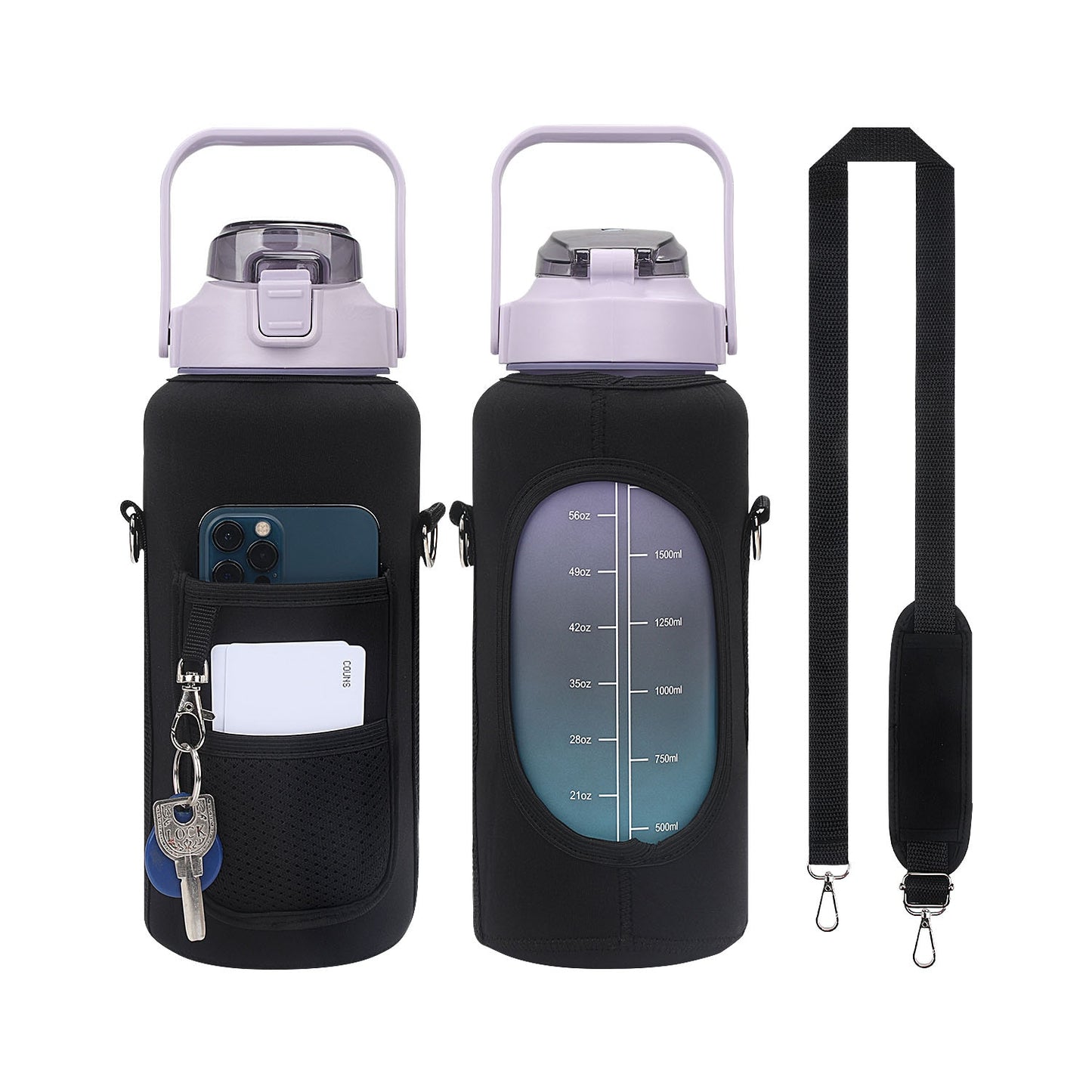 WESSLECO Large Capacity 2L Water Bottle With Sleeve Thermos Pouch For Outdoor Sports Fitness Insulation Bottle Bag