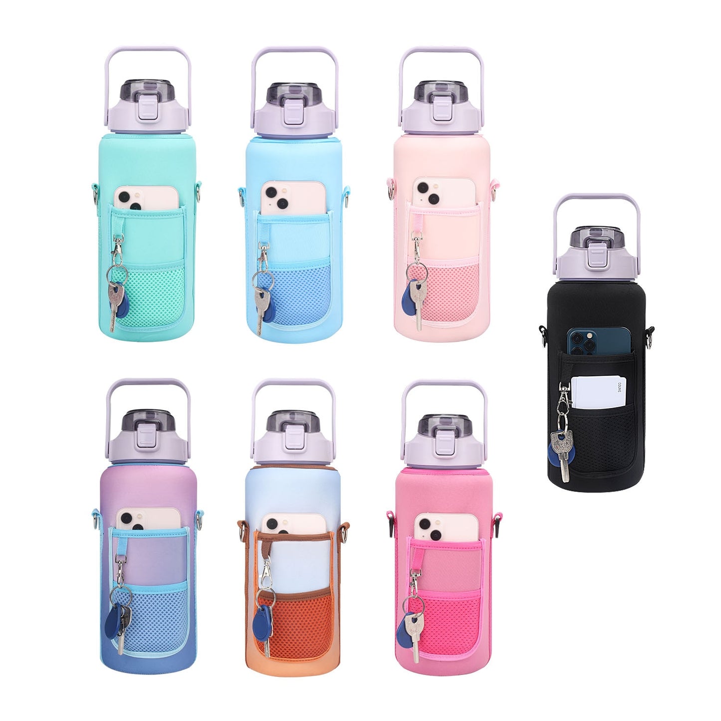 WESSLECO Large Capacity 2L Water Bottle With Sleeve Thermos Pouch For Outdoor Sports Fitness Insulation Bottle Bag