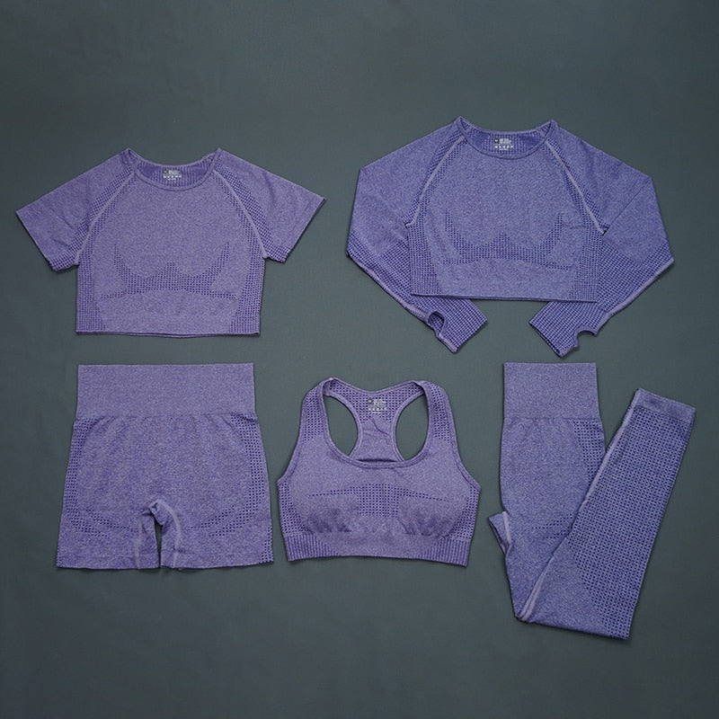 2/5PC Women's tracksuit Seamless Yoga Set Women Sportswear  Suit For fitness Workout Clothes Sports Outfit Gym Set Sports Suits