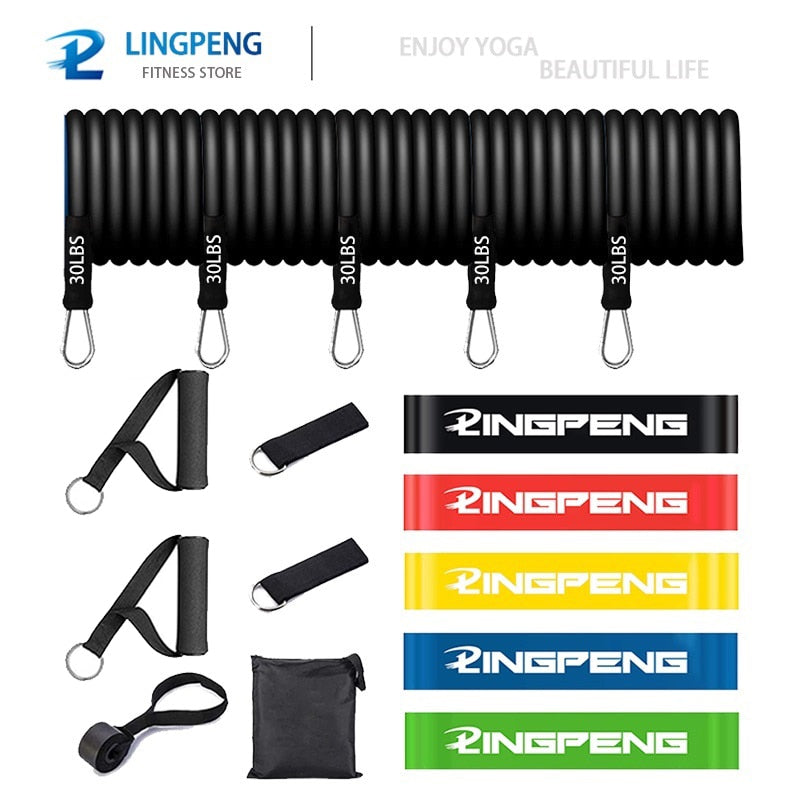 Resistance Bands Set 7 Piece Exercise Band Portable Home Gym Accessories Professional  Fitness Elastic Rubber Workout Expander