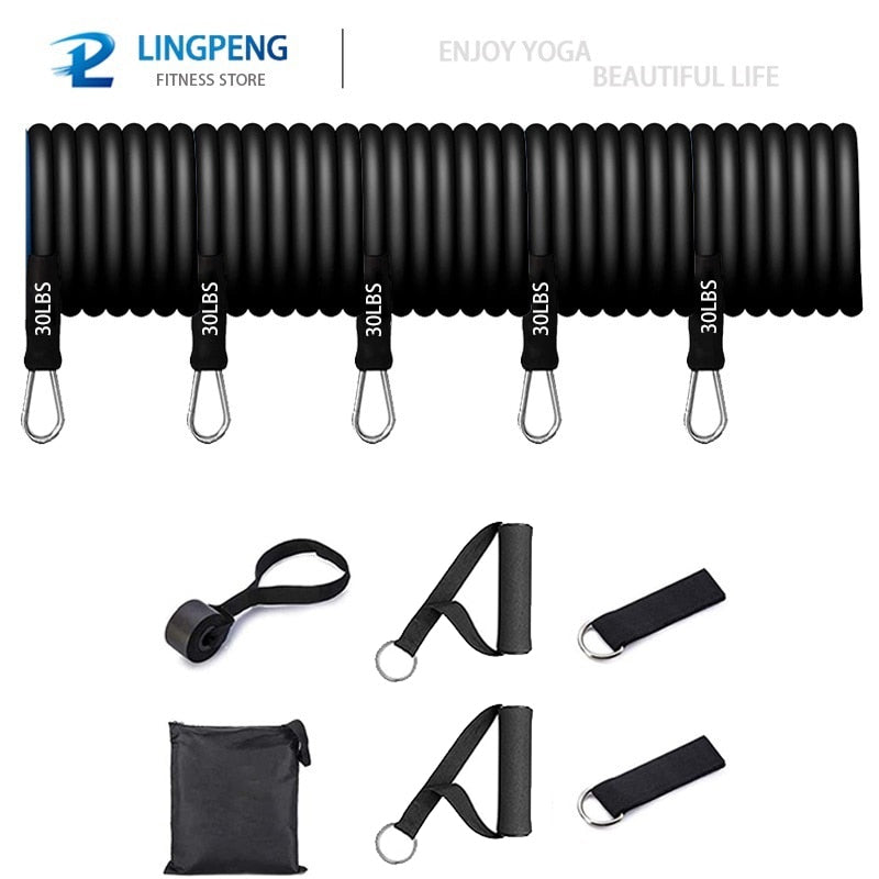 Resistance Bands Set 7 Piece Exercise Band Portable Home Gym Accessories Professional  Fitness Elastic Rubber Workout Expander