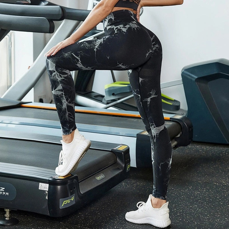 Tie-Dye Camouflage Yoga Pants Sports Leggings Women Exercise Gym Running Fitness Seamless Leggings Breathable High Waist Tights