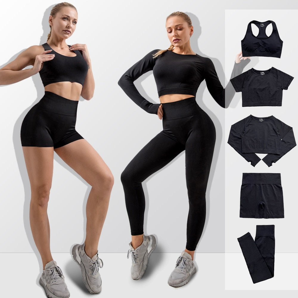 2/5PC Women's tracksuit Seamless Yoga Set Women Sportswear  Suit For fitness Workout Clothes Sports Outfit Gym Set Sports Suits