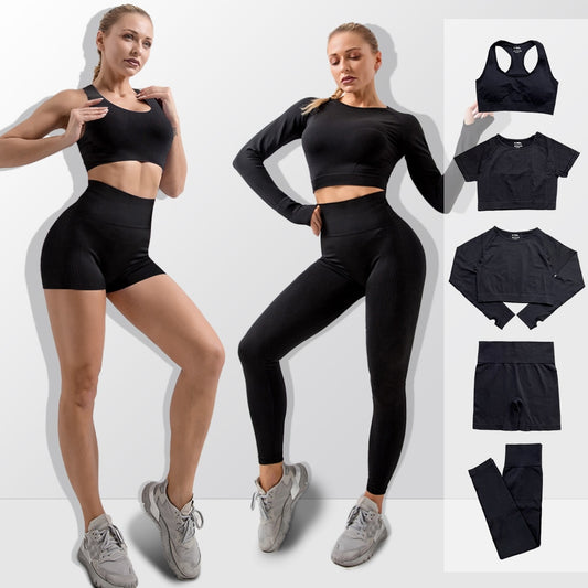 2/5PC Women's tracksuit Seamless Yoga Set Women Sportswear  Suit For fitness Workout Clothes Sports Outfit Gym Set Sports Suits