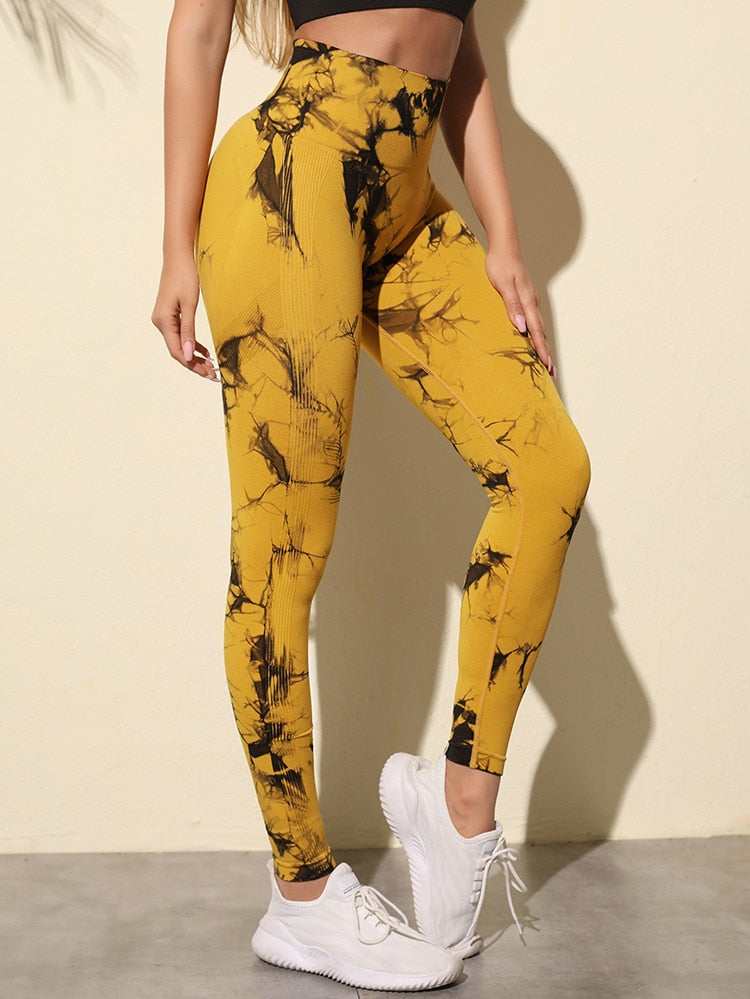 Tie-Dye Camouflage Yoga Pants Sports Leggings Women Exercise Gym Running Fitness Seamless Leggings Breathable High Waist Tights