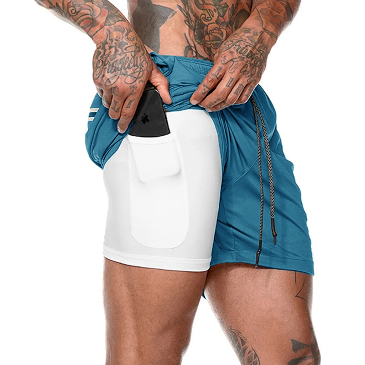 Mens Running Shorts 2 iN 1 Sport Shorts Men 2022 Summer Fitness GYM Shorts Jogging Workout Short Pnats Bodybuilind Clothing