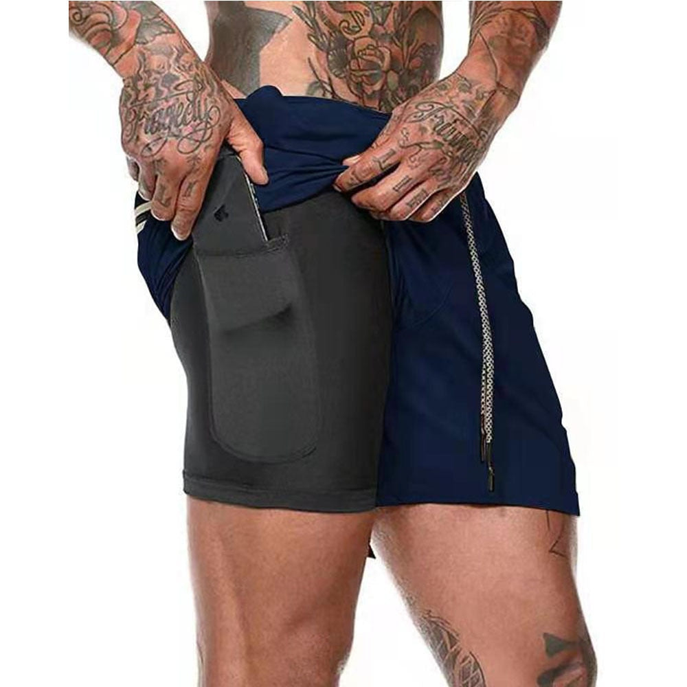 Mens Running Shorts 2 iN 1 Sport Shorts Men 2022 Summer Fitness GYM Shorts Jogging Workout Short Pnats Bodybuilind Clothing
