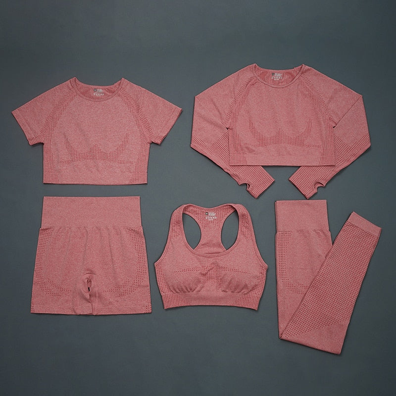 2/5PC Women's tracksuit Seamless Yoga Set Women Sportswear  Suit For fitness Workout Clothes Sports Outfit Gym Set Sports Suits