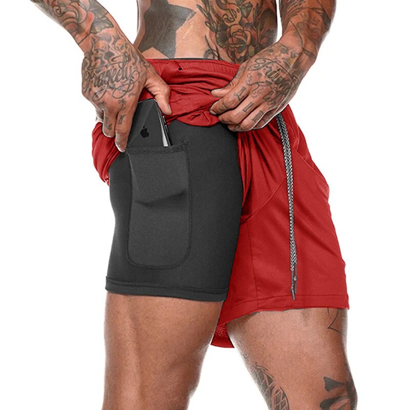 Mens Running Shorts 2 iN 1 Sport Shorts Men 2022 Summer Fitness GYM Shorts Jogging Workout Short Pnats Bodybuilind Clothing