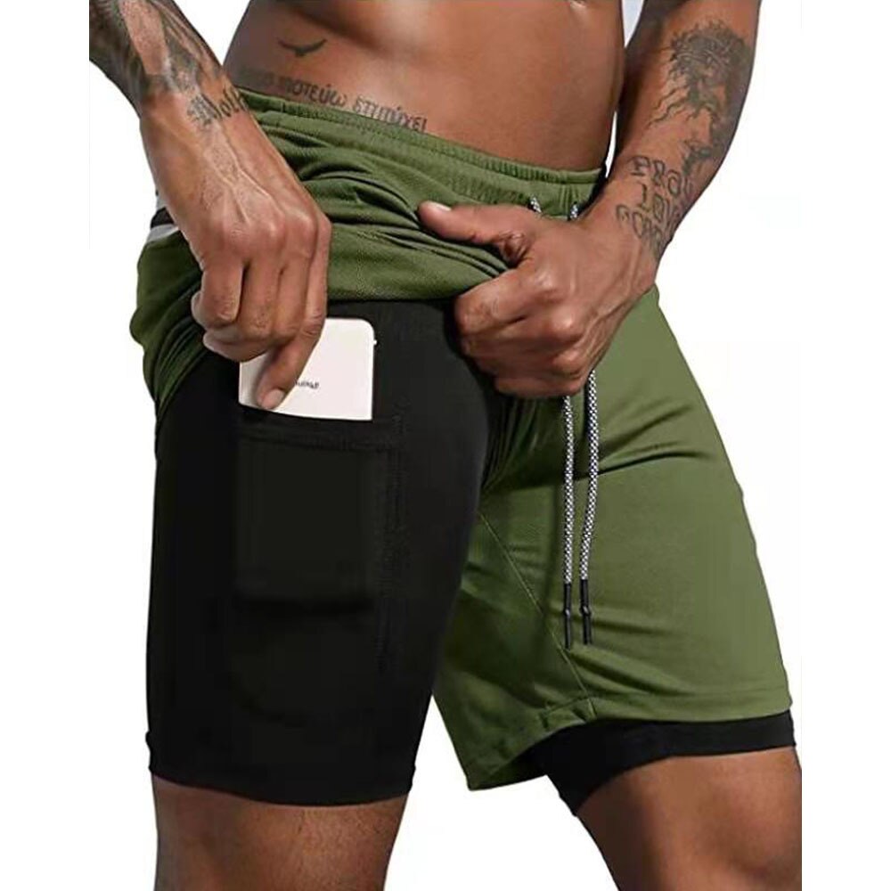 Mens Running Shorts 2 iN 1 Sport Shorts Men 2022 Summer Fitness GYM Shorts Jogging Workout Short Pnats Bodybuilind Clothing