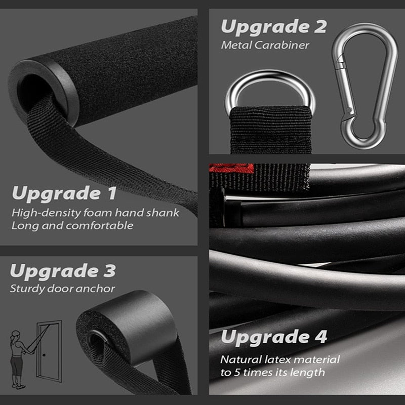 Resistance Bands Set 7 Piece Exercise Band Portable Home Gym Accessories Professional  Fitness Elastic Rubber Workout Expander