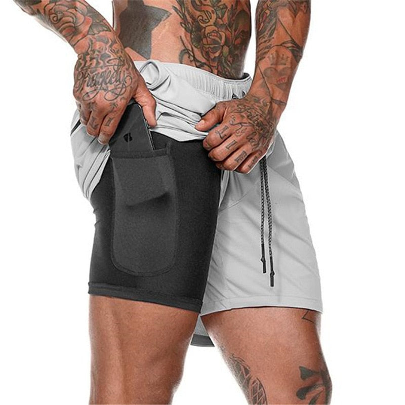 Mens Running Shorts 2 iN 1 Sport Shorts Men 2022 Summer Fitness GYM Shorts Jogging Workout Short Pnats Bodybuilind Clothing