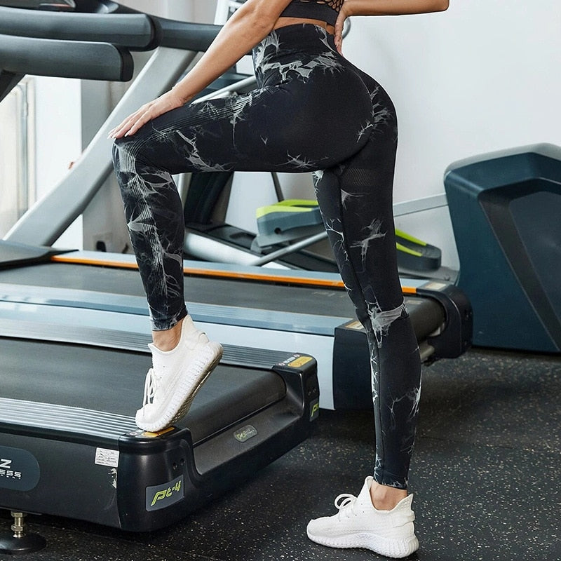 Tie-Dye Camouflage Yoga Pants Sports Leggings Women Exercise Gym Running Fitness Seamless Leggings Breathable High Waist Tights