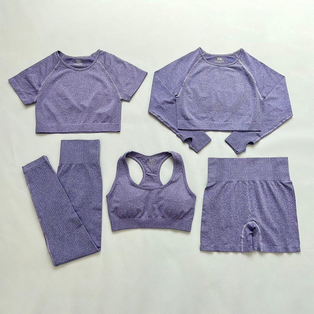 2/5PC Women's tracksuit Seamless Yoga Set Women Sportswear  Suit For fitness Workout Clothes Sports Outfit Gym Set Sports Suits
