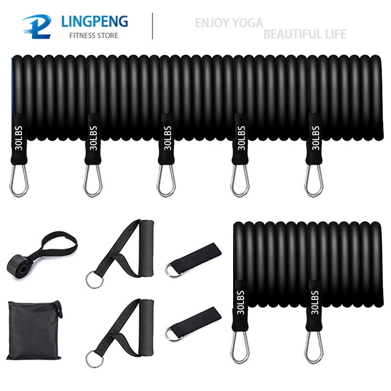 Resistance Bands Set 7 Piece Exercise Band Portable Home Gym Accessories Professional  Fitness Elastic Rubber Workout Expander