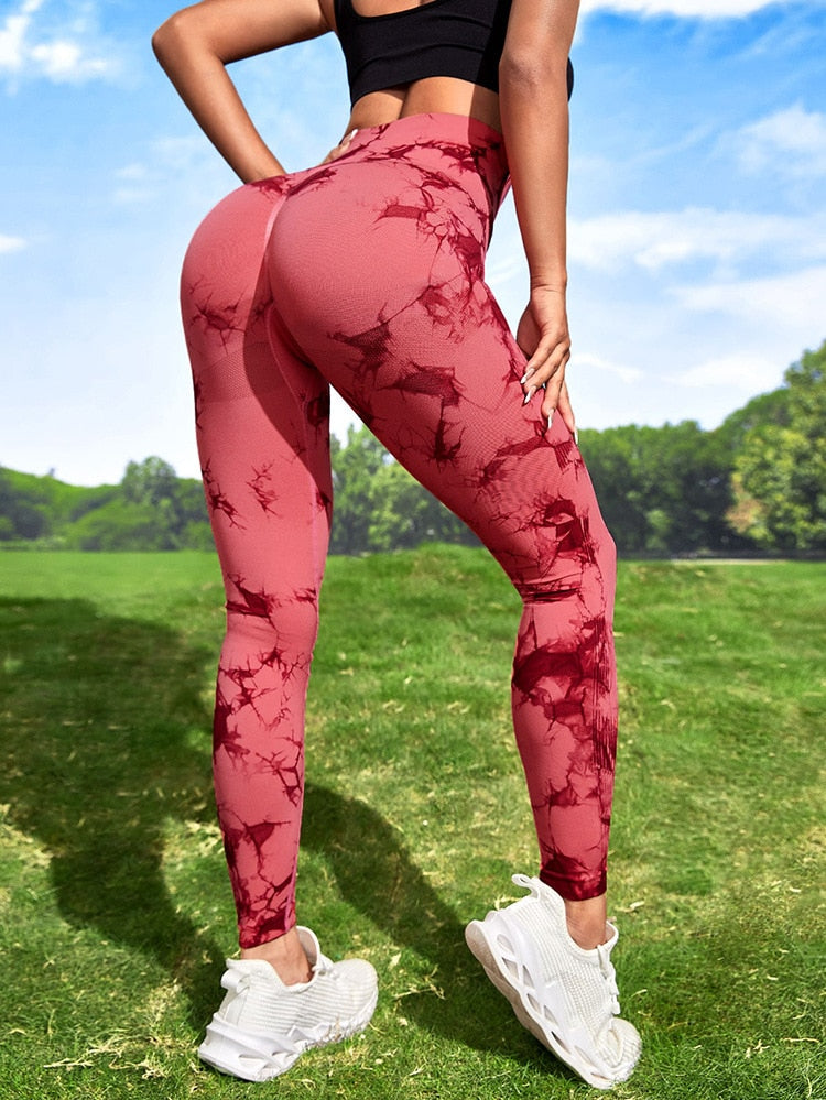 Tie-Dye Camouflage Yoga Pants Sports Leggings Women Exercise Gym Running Fitness Seamless Leggings Breathable High Waist Tights
