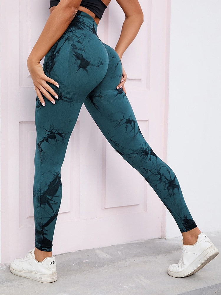 Tie-Dye Camouflage Yoga Pants Sports Leggings Women Exercise Gym Running Fitness Seamless Leggings Breathable High Waist Tights