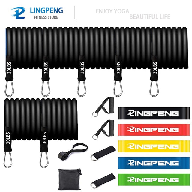 Resistance Bands Set 7 Piece Exercise Band Portable Home Gym Accessories Professional  Fitness Elastic Rubber Workout Expander