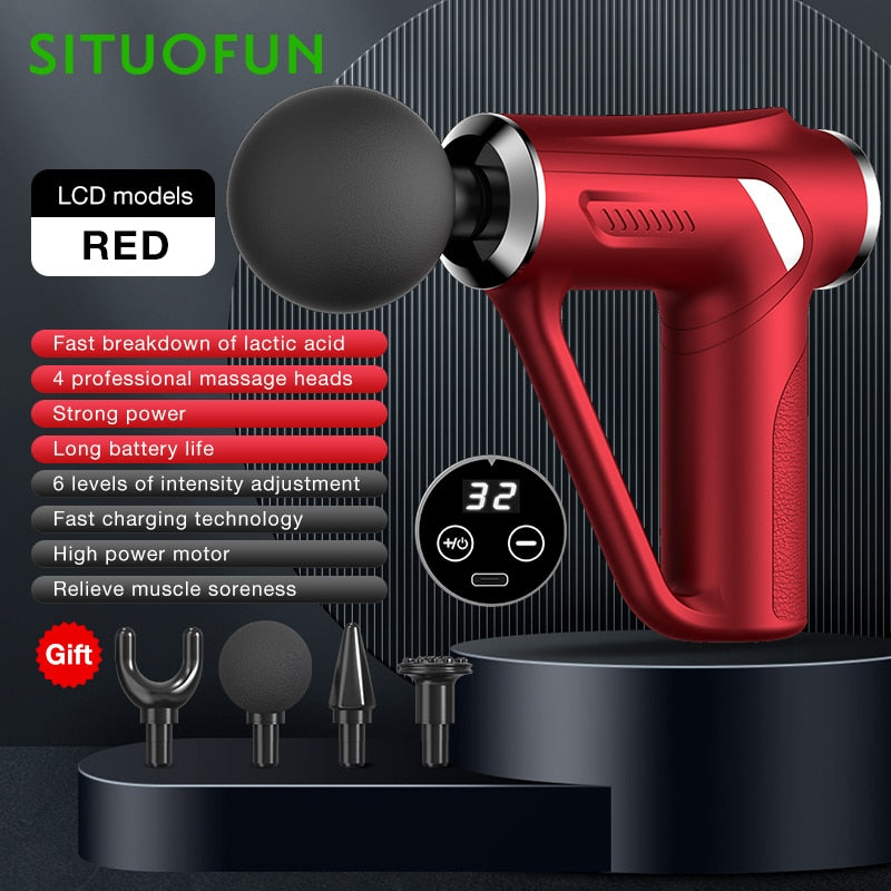 SITUOFUN Massage Gun 32 Levels Deep Tissue Neck Body Back Muscle Sport Electric Pistol Massager Exercise Relaxation Pain Relief