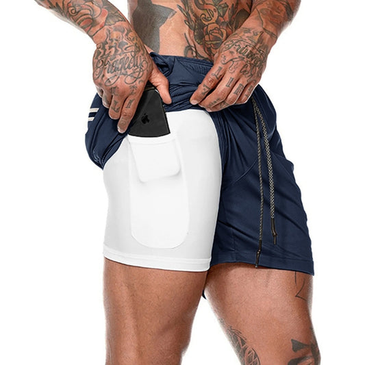 Mens Running Shorts 2 iN 1 Sport Shorts Men 2022 Summer Fitness GYM Shorts Jogging Workout Short Pnats Bodybuilind Clothing